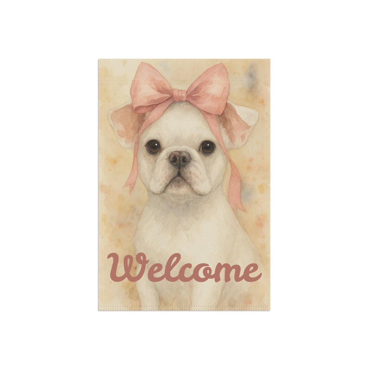White French Bulldog Pink Coquette Garden Flag