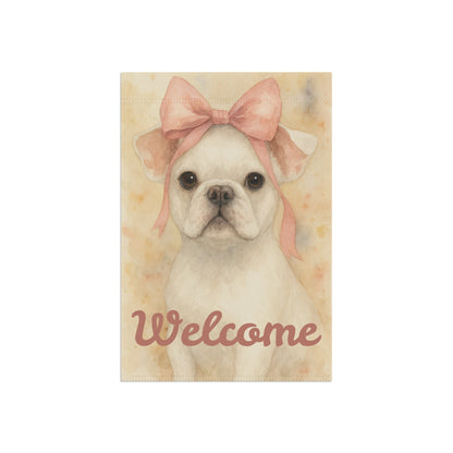 White French Bulldog Pink Coquette Garden Flag