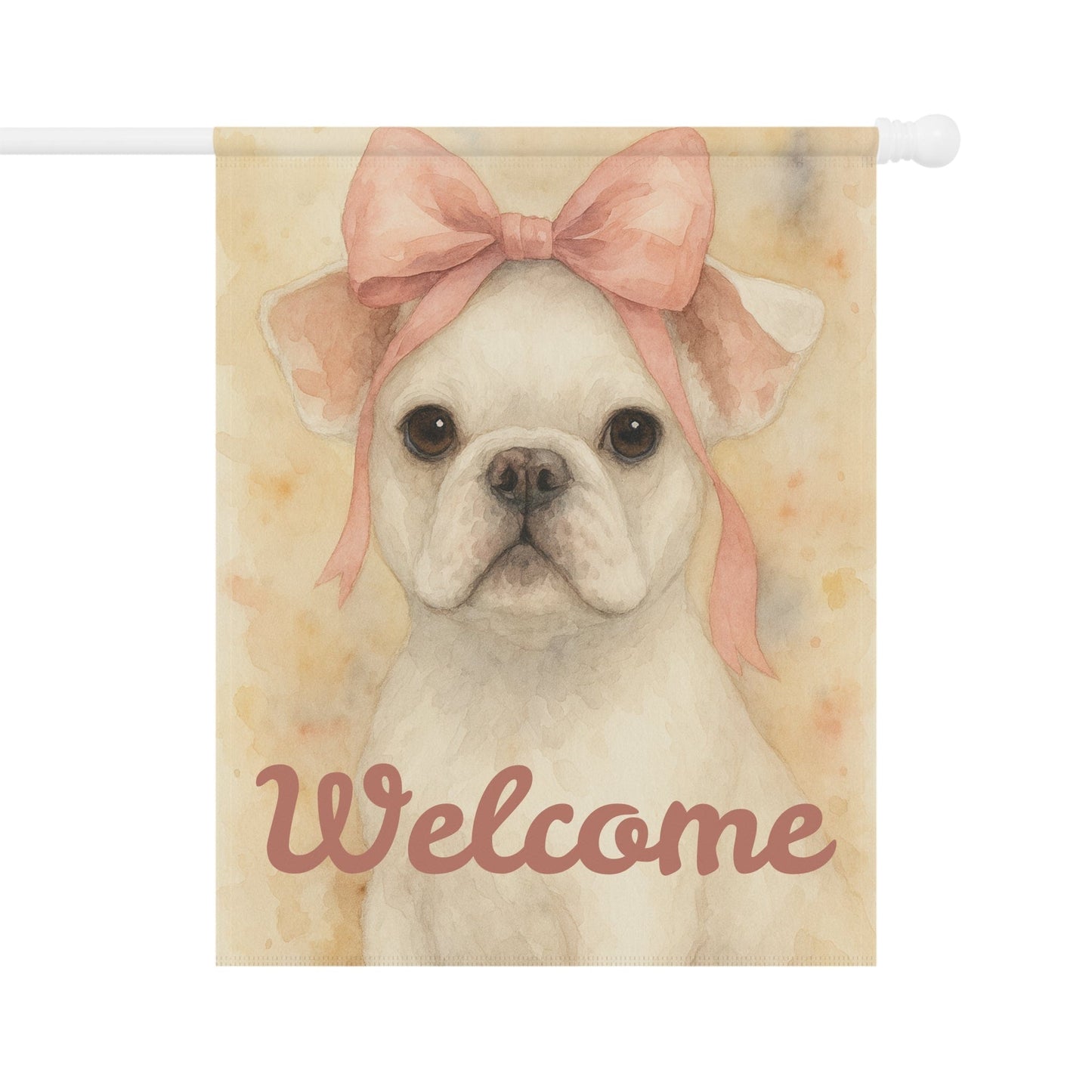White French Bulldog Pink Coquette Garden Flag