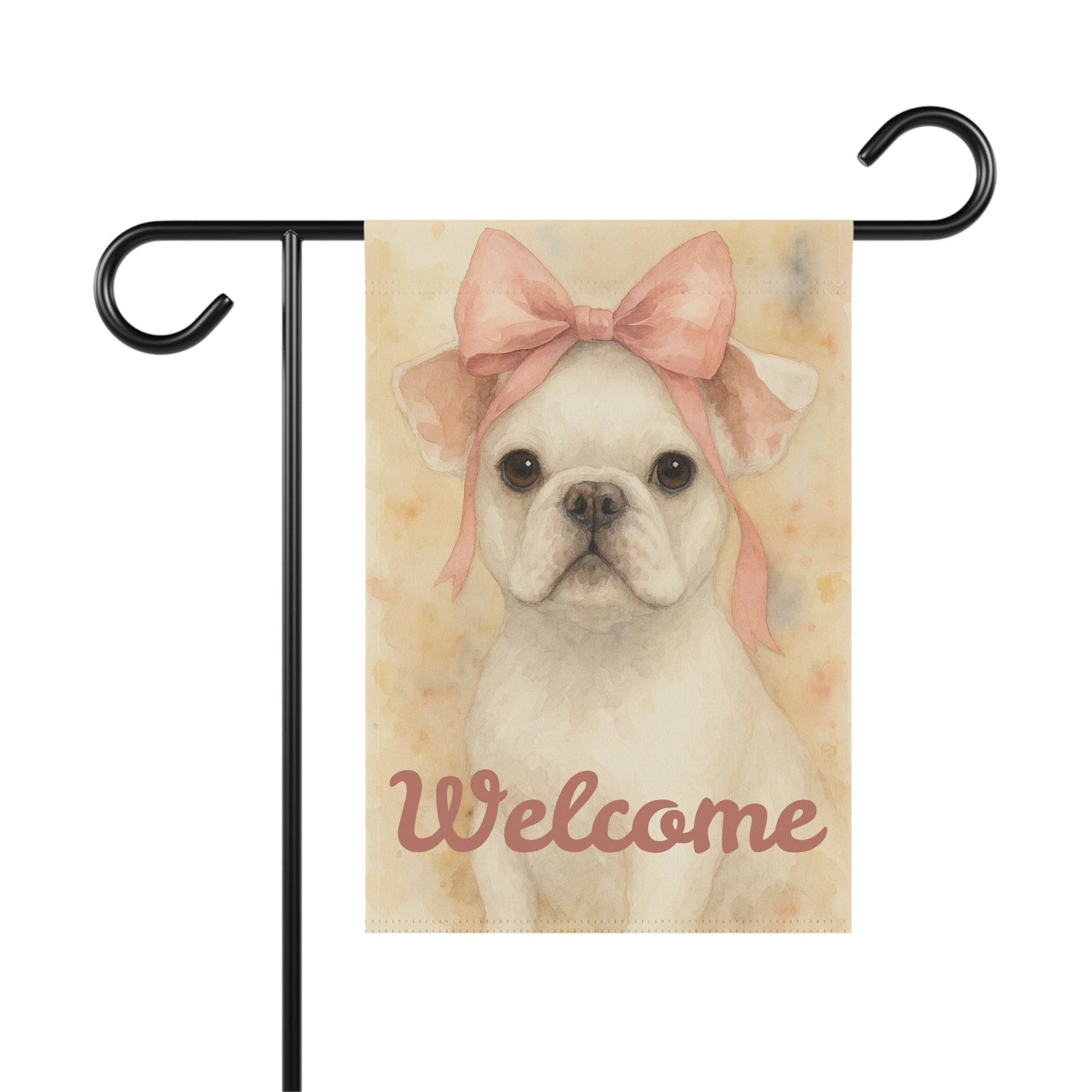 White French Bulldog Pink Coquette Garden Flag