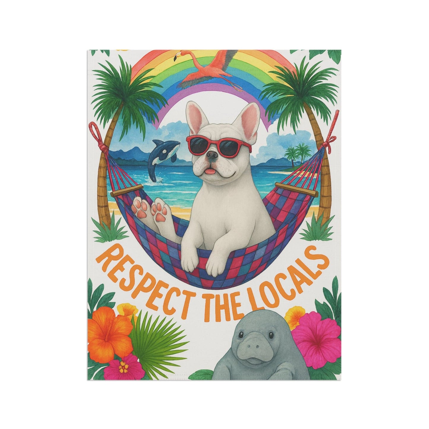 White French Bulldog Protect Locals Garden Flag