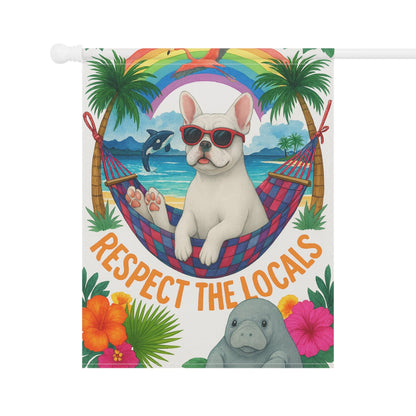 White French Bulldog Protect Locals Garden Flag