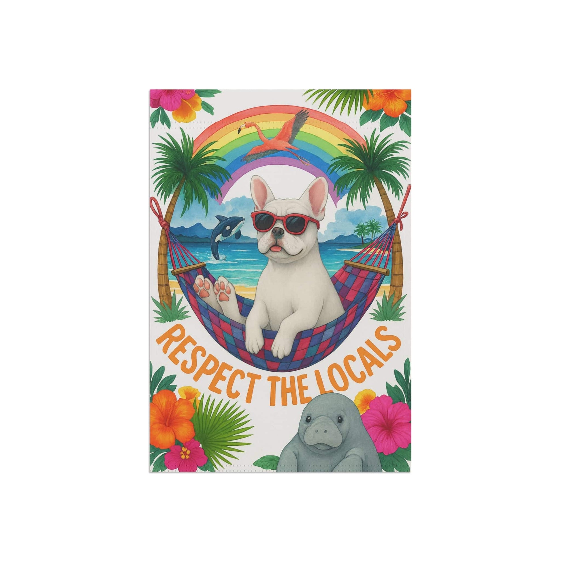 White French Bulldog Protect Locals Garden Flag