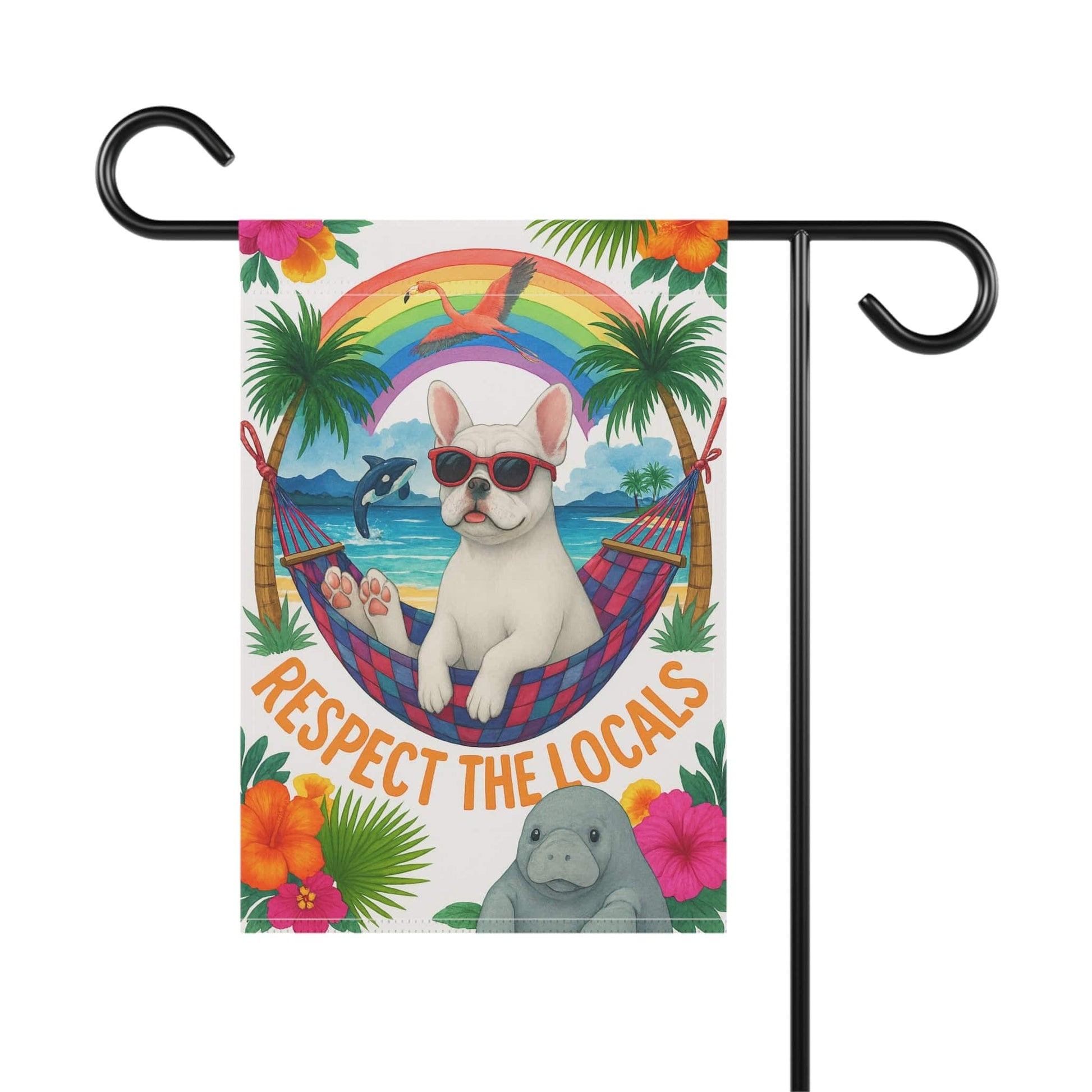 White French Bulldog Protect Locals Garden Flag