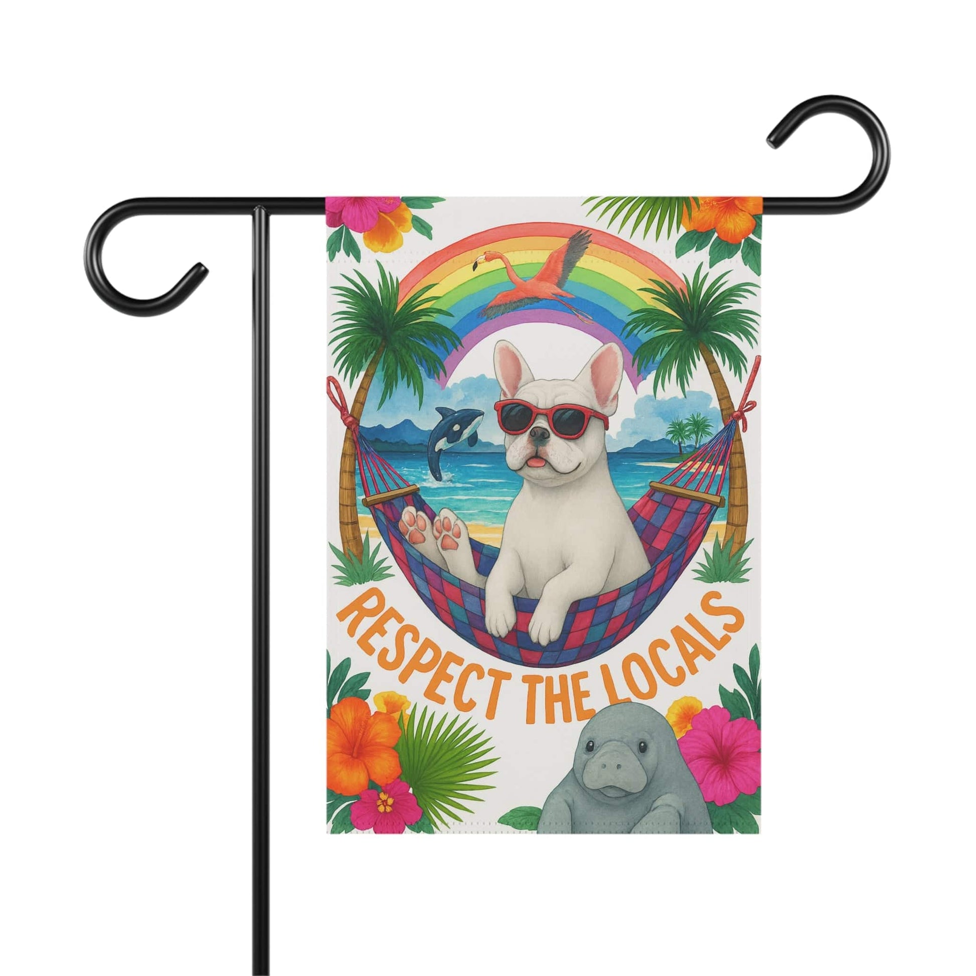 White French Bulldog Protect Locals Garden Flag