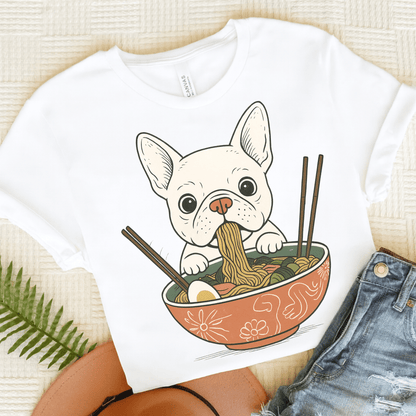 Printify T-Shirt White / S White French Bulldog Ramen TShirt