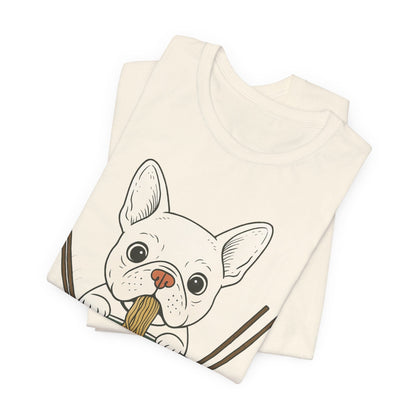 Printify T-Shirt White French Bulldog Ramen TShirt