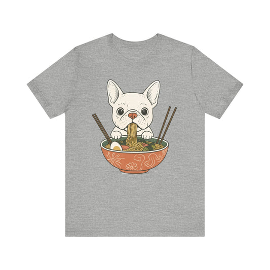 Printify T-Shirt White French Bulldog Ramen TShirt