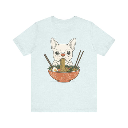 Printify T-Shirt White French Bulldog Ramen TShirt