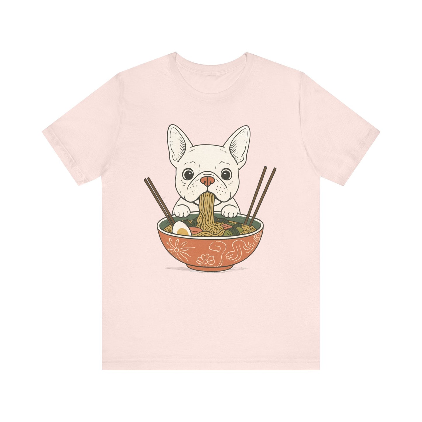 Printify T-Shirt White French Bulldog Ramen TShirt