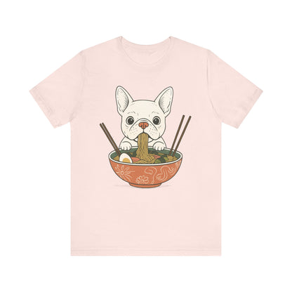 Printify T-Shirt White French Bulldog Ramen TShirt
