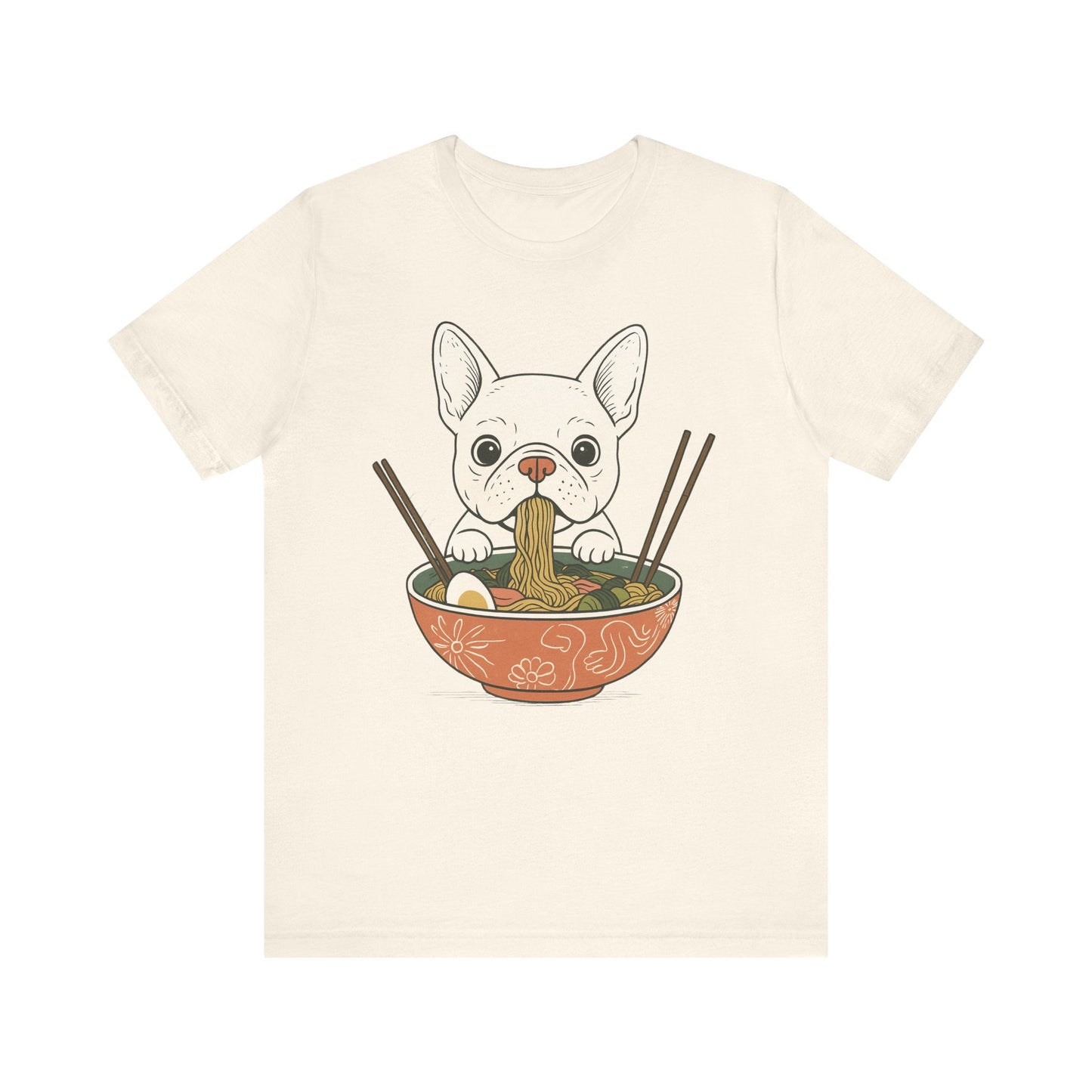 Printify T-Shirt White French Bulldog Ramen TShirt