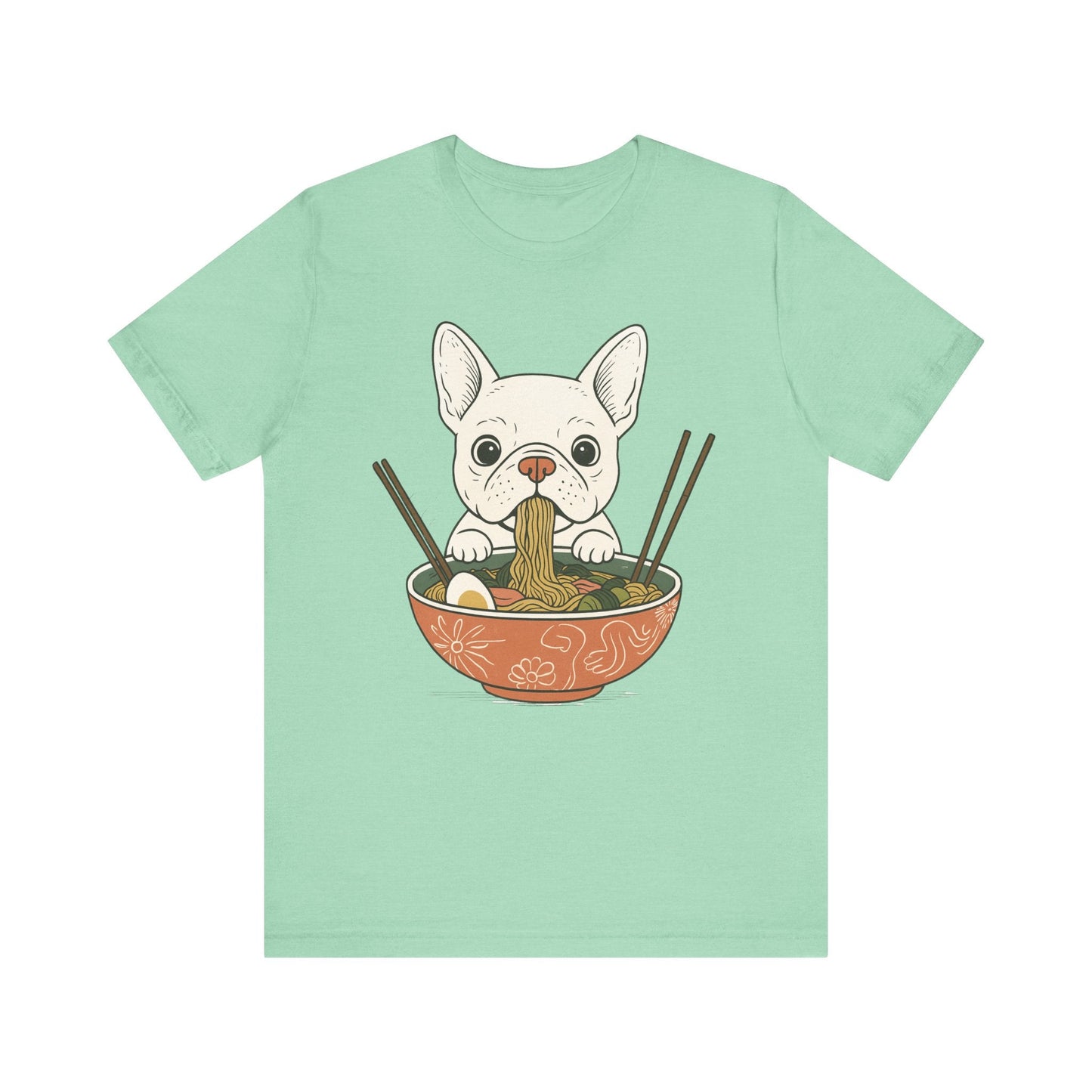 Printify T-Shirt White French Bulldog Ramen TShirt