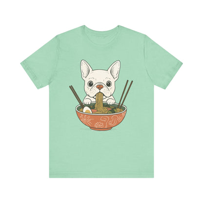 Printify T-Shirt White French Bulldog Ramen TShirt