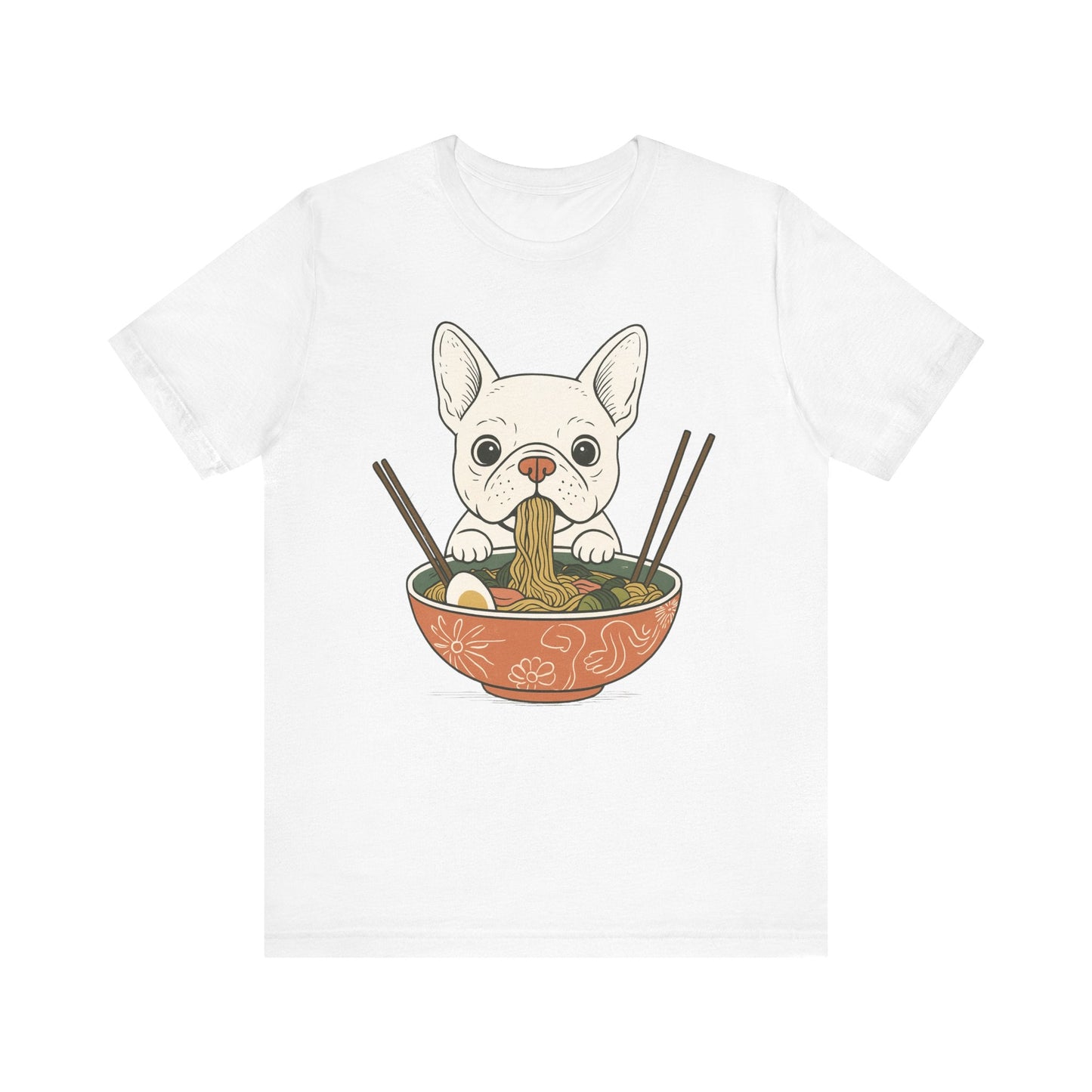 Printify T-Shirt White French Bulldog Ramen TShirt