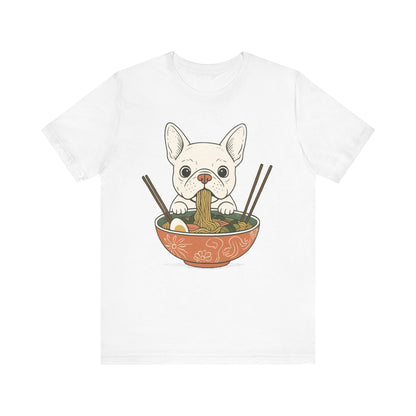 Printify T-Shirt White French Bulldog Ramen TShirt