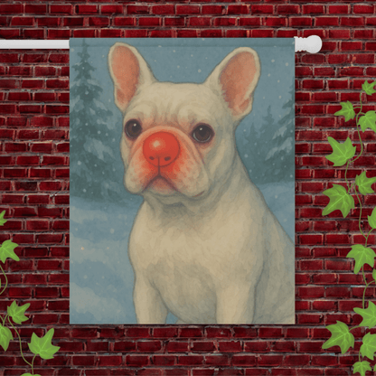 White French Bulldog Reindeer Garden Flag 24.5'' × 32''