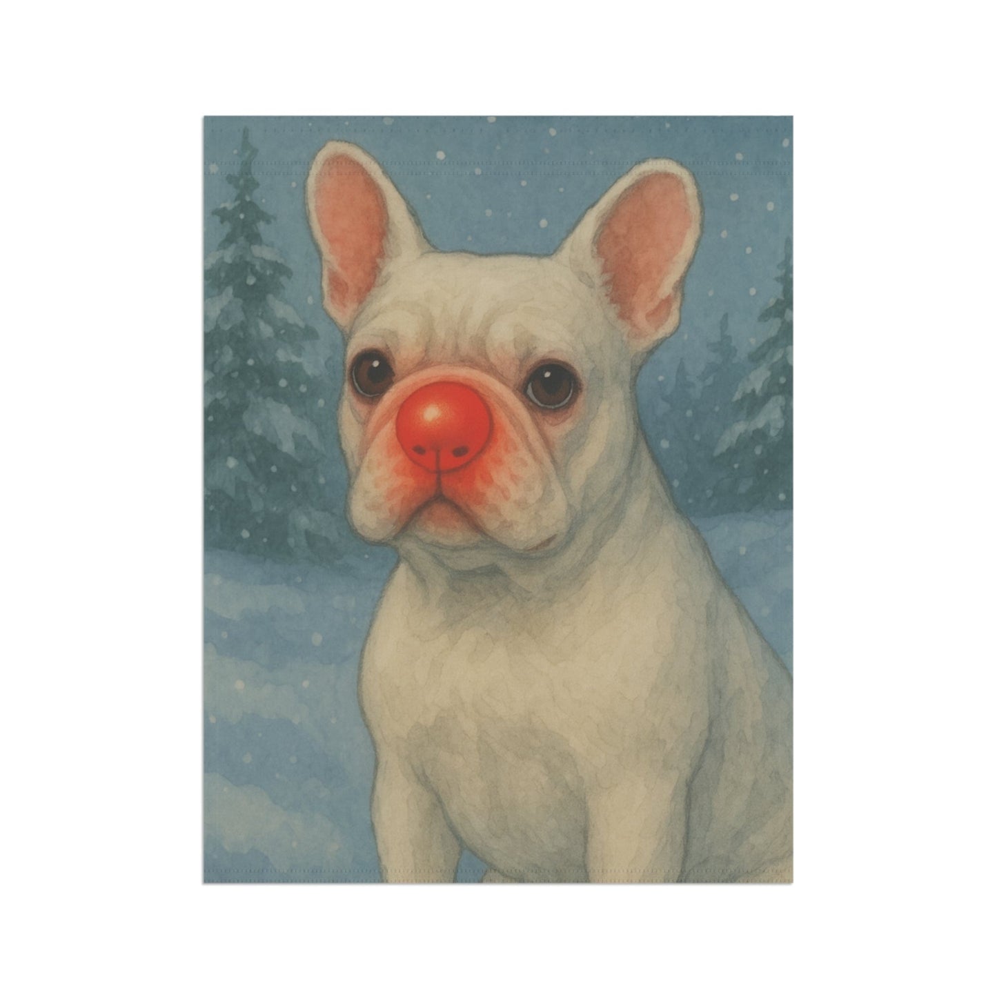 White French Bulldog Reindeer Garden Flag