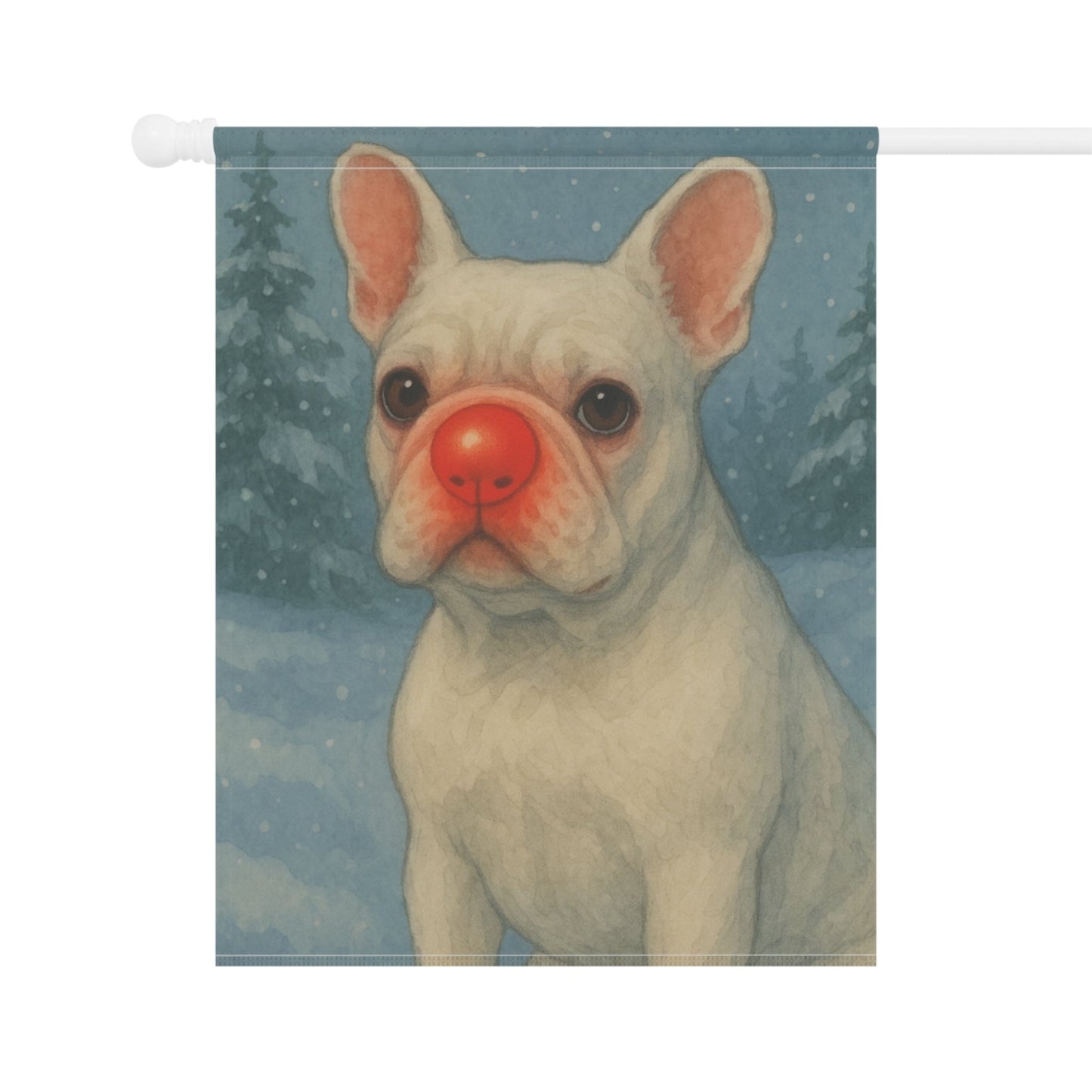 White French Bulldog Reindeer Garden Flag