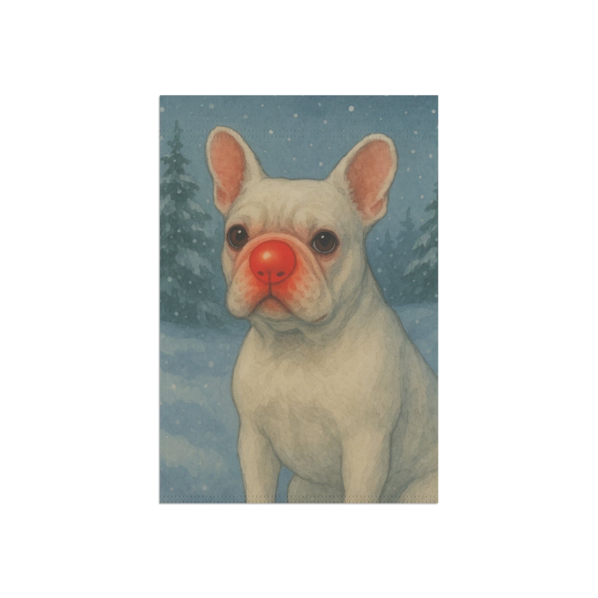 White French Bulldog Reindeer Garden Flag