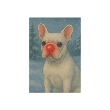 White French Bulldog Reindeer Garden Flag