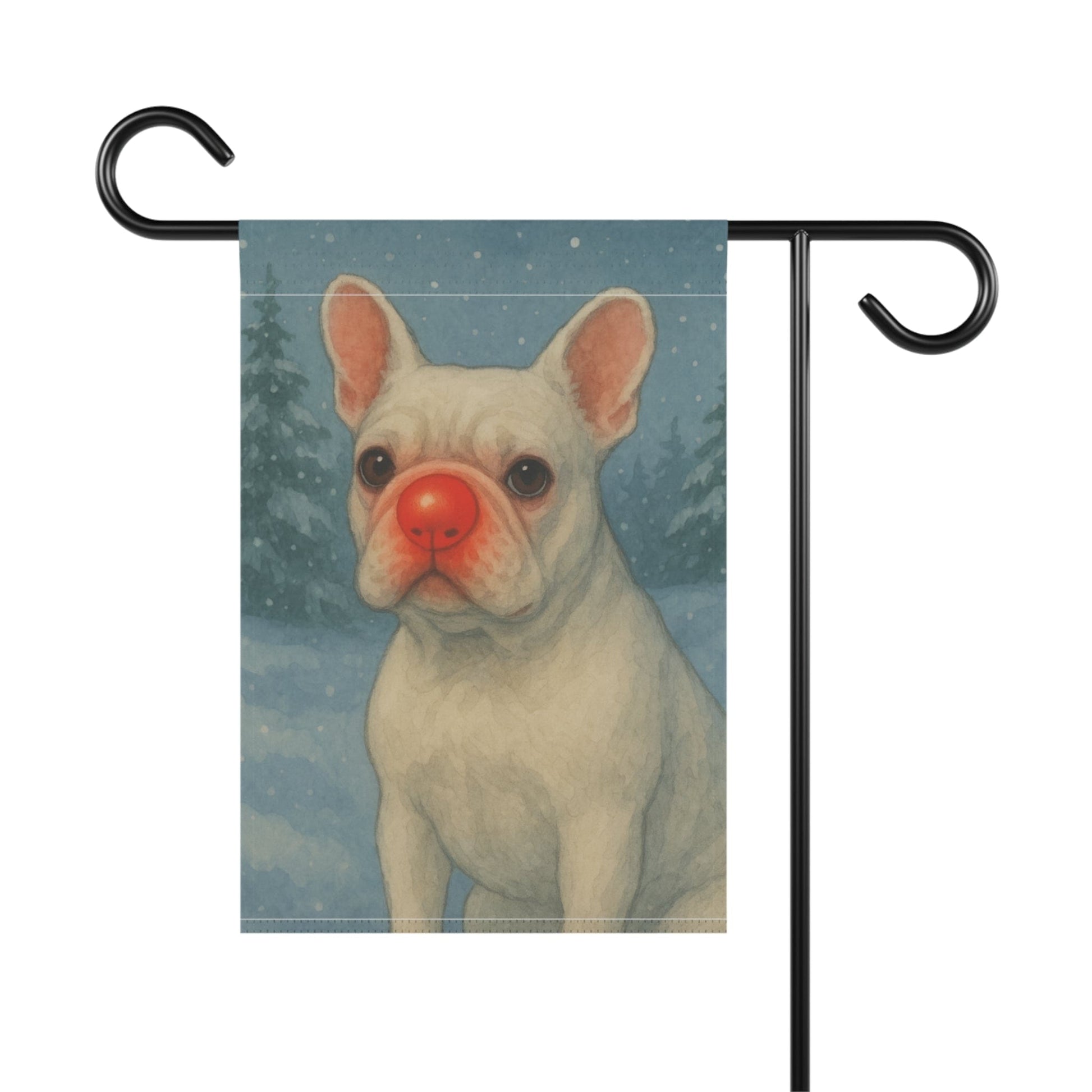 White French Bulldog Reindeer Garden Flag