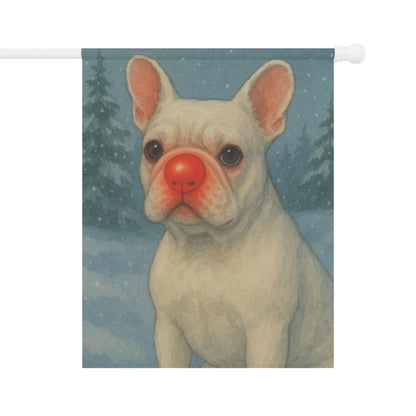 White French Bulldog Reindeer Garden Flag