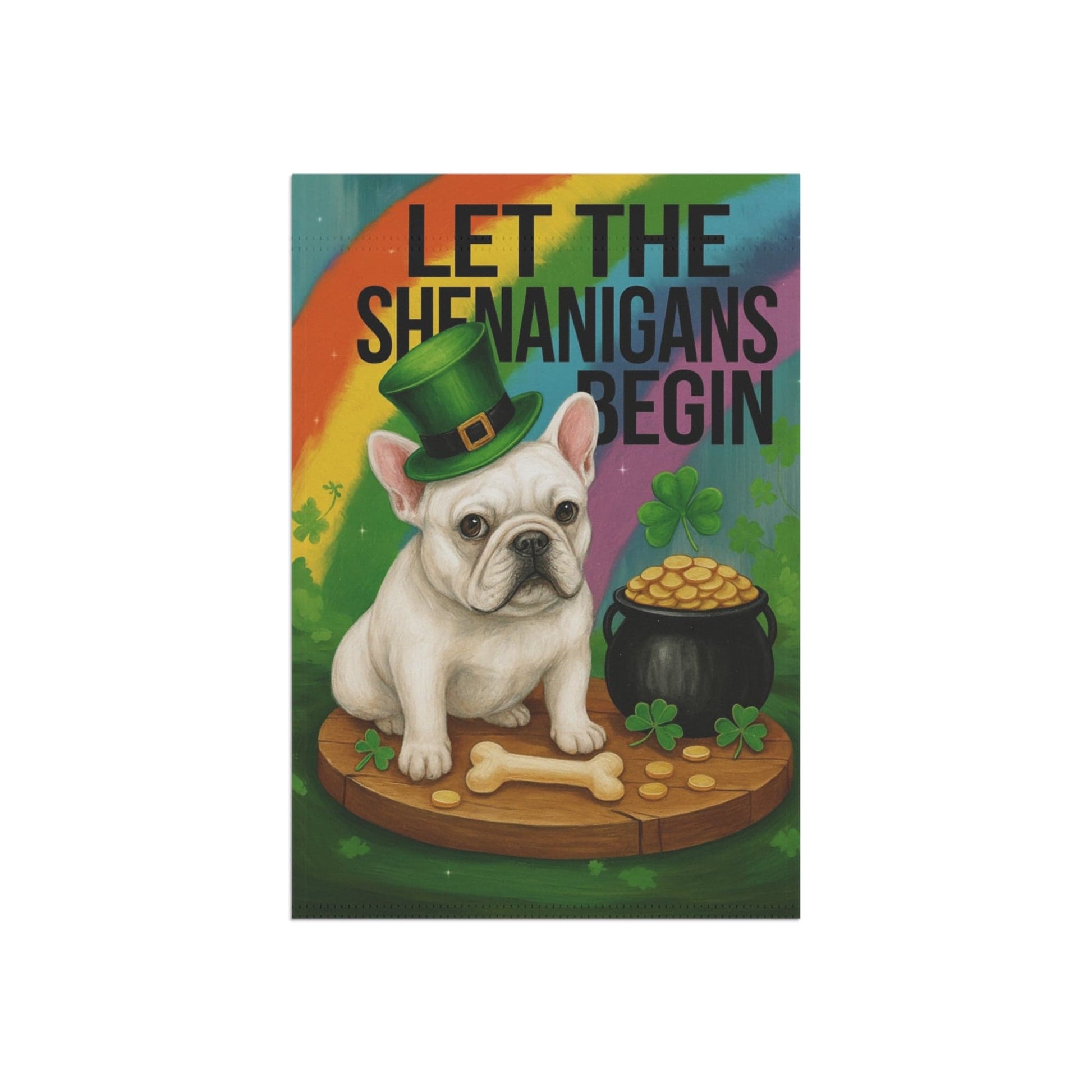 White French Bulldog Saint Patricks Day Garden Flag