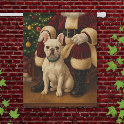 White French Bulldog Santa Clause Garden Flag 24.5'' × 32''