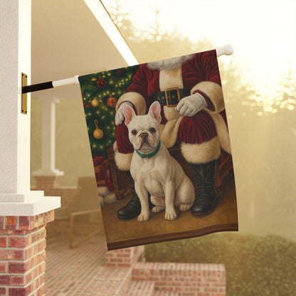 White French Bulldog Santa Clause Garden Flag