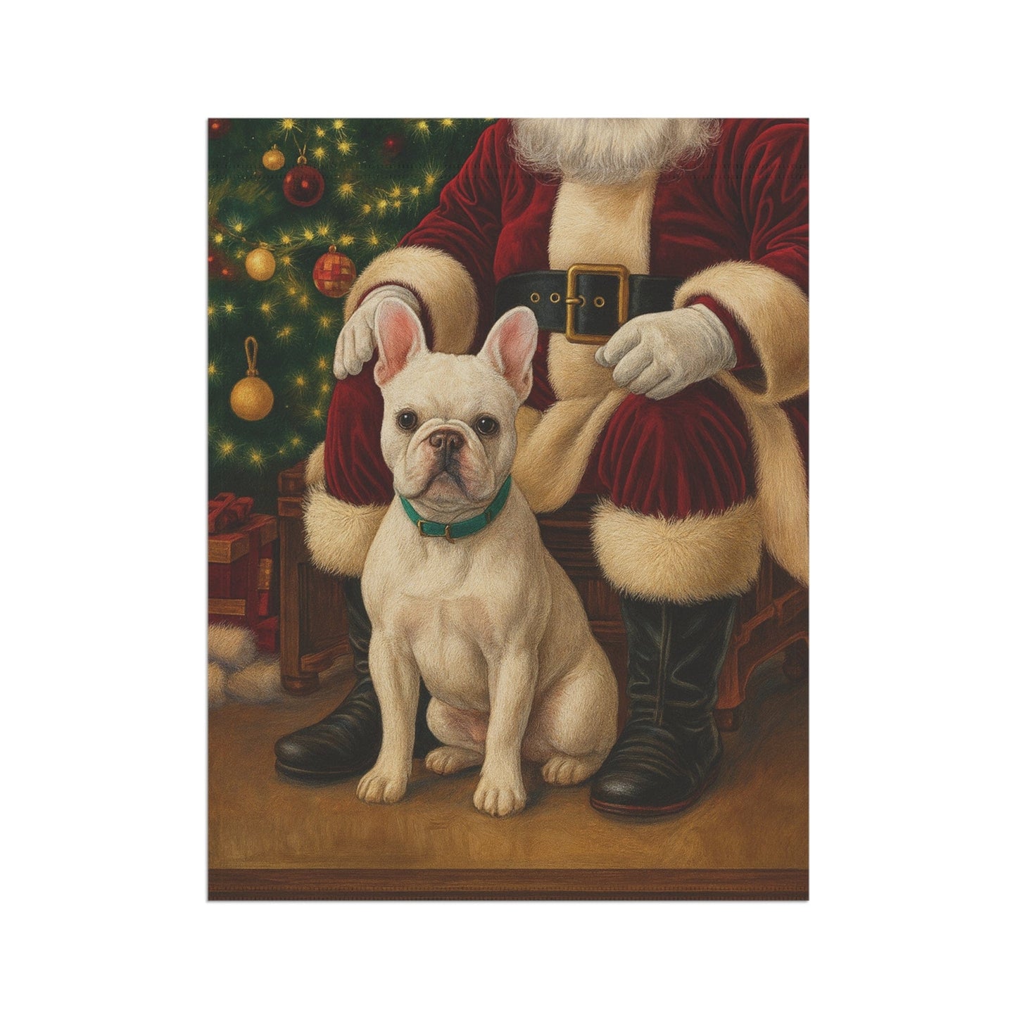 White French Bulldog Santa Clause Garden Flag