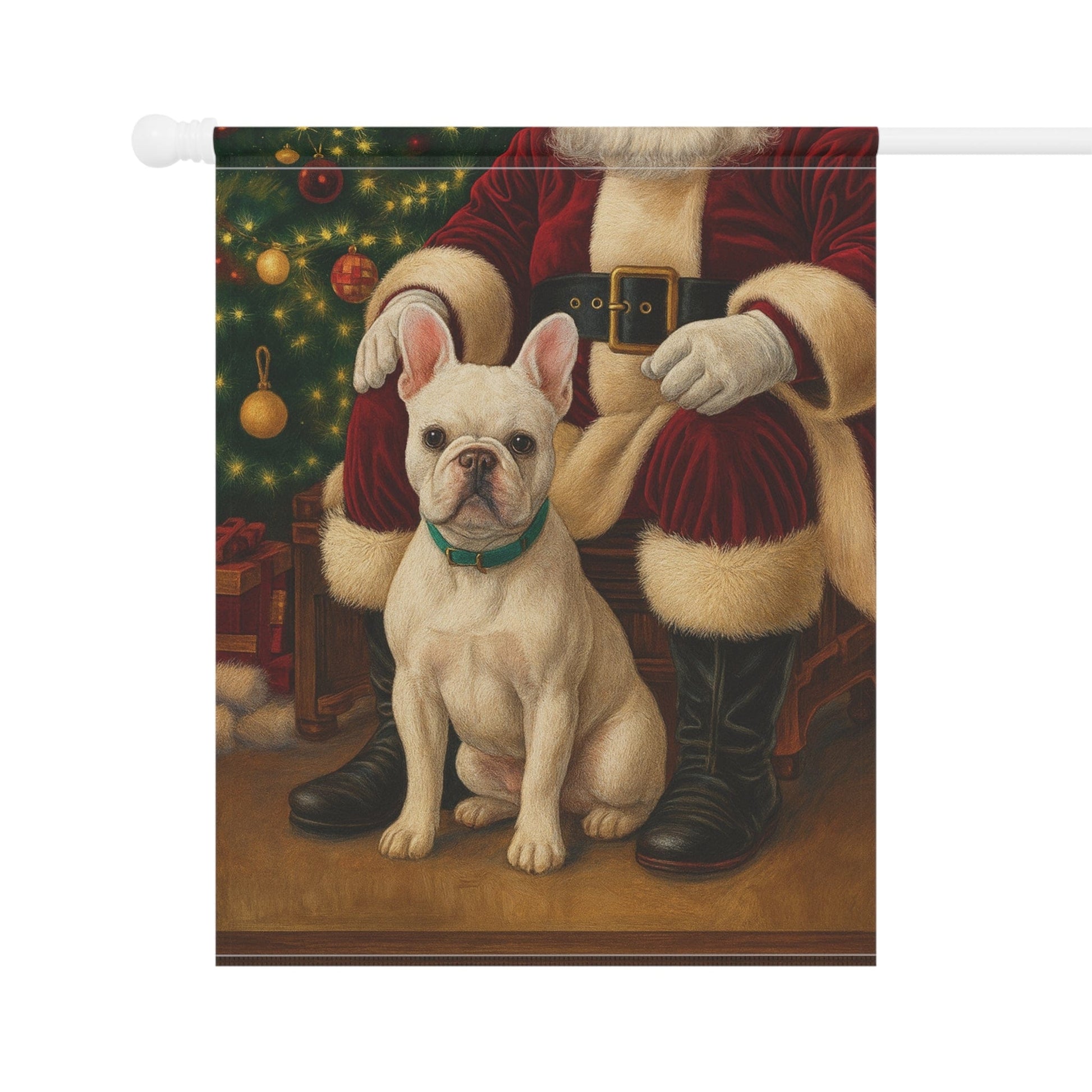 White French Bulldog Santa Clause Garden Flag