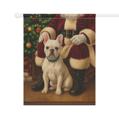 White French Bulldog Santa Clause Garden Flag