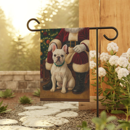 White French Bulldog Santa Clause Garden Flag