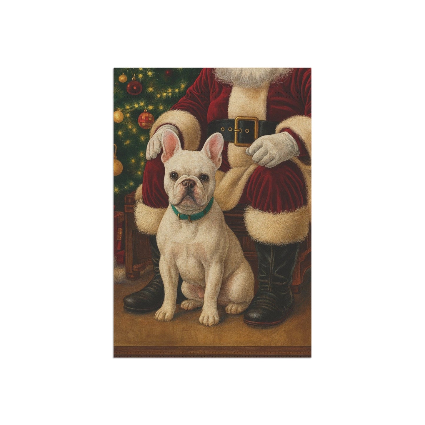 White French Bulldog Santa Clause Garden Flag