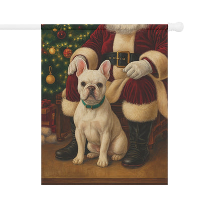 White French Bulldog Santa Clause Garden Flag