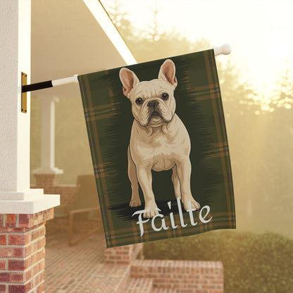 White French Bulldog Scottish Welcome Garden Flag