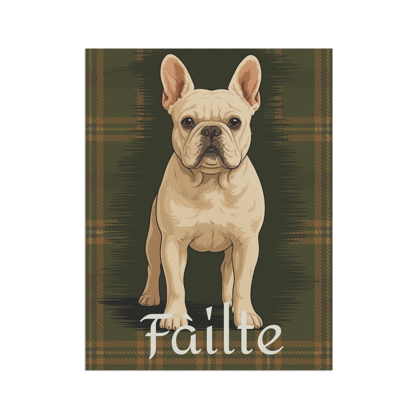 White French Bulldog Scottish Welcome Garden Flag