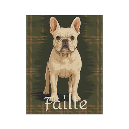 White French Bulldog Scottish Welcome Garden Flag