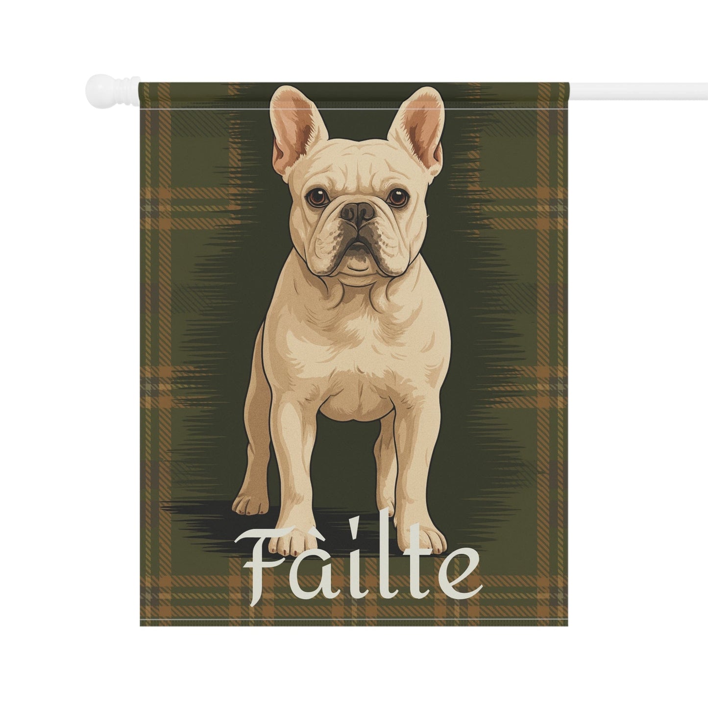 White French Bulldog Scottish Welcome Garden Flag