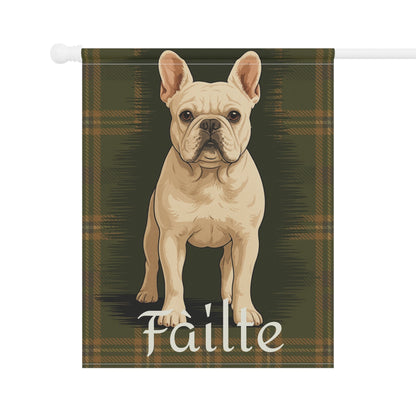 White French Bulldog Scottish Welcome Garden Flag