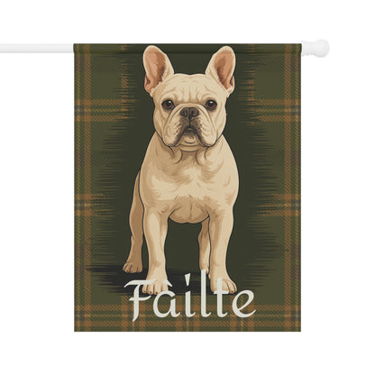 White French Bulldog Scottish Welcome Garden Flag
