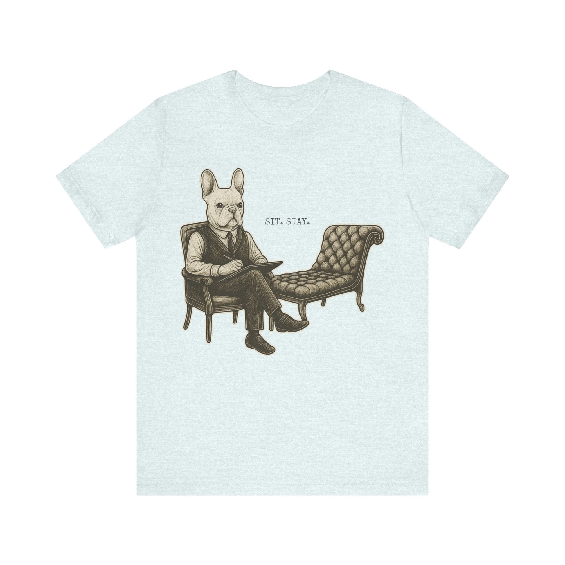 Printify T-Shirt White French Bulldog Sit Stay TShirt