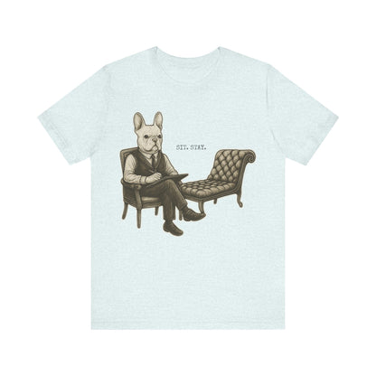 Printify T-Shirt White French Bulldog Sit Stay TShirt
