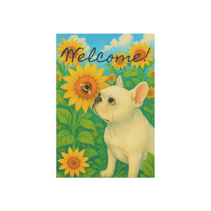 White French Bulldog Sunflower Garden Flag