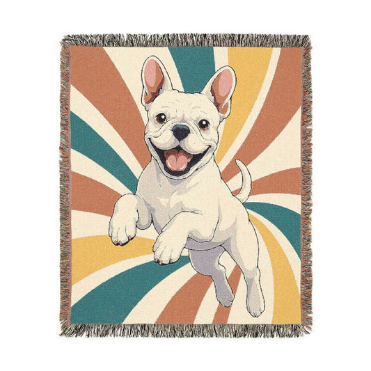 Printify Blanket White French Bulldog Terrier Swirls Throw Blanket