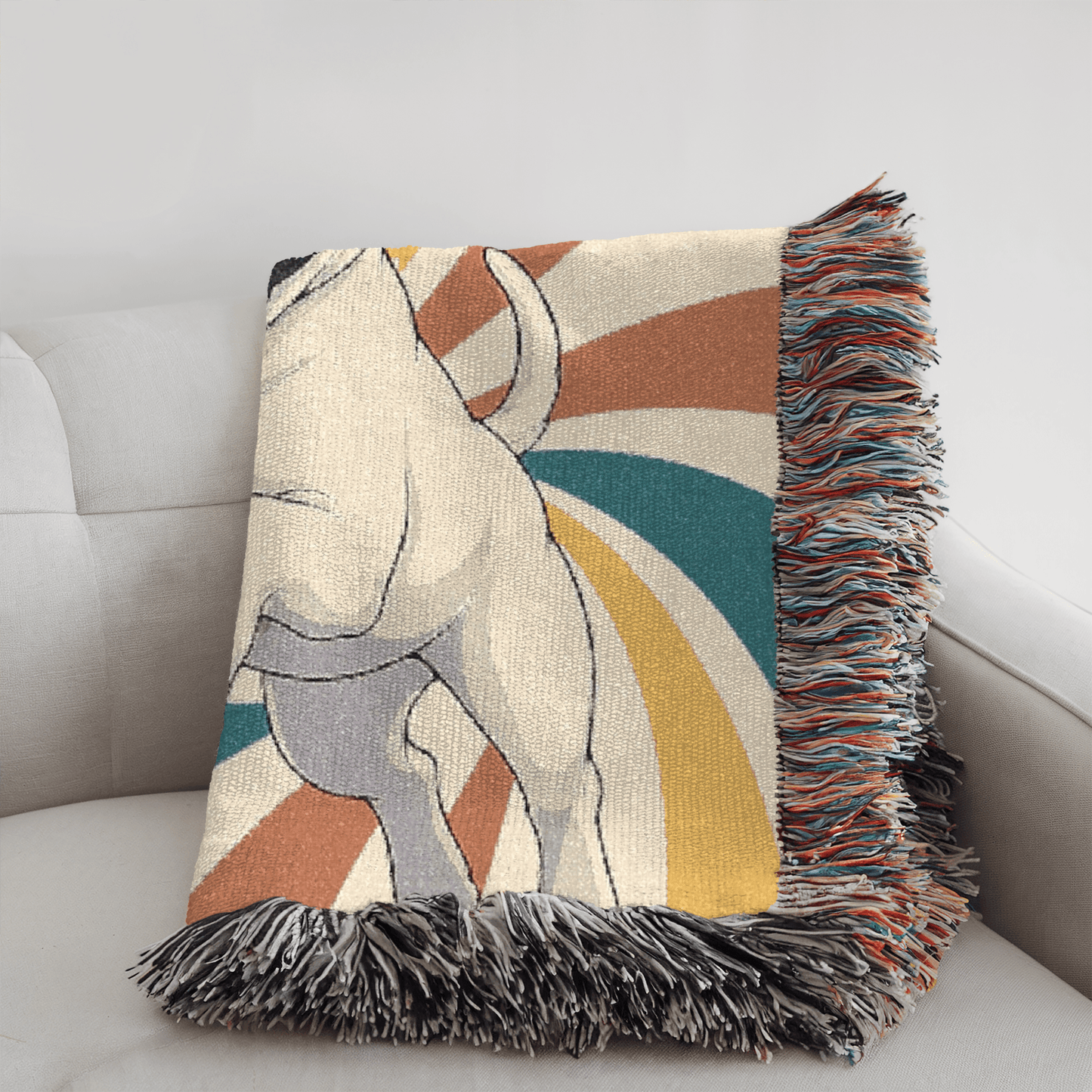 Printify Blanket White French Bulldog Terrier Swirls Throw Blanket