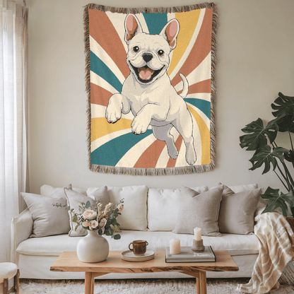 Printify Blanket White French Bulldog Terrier Swirls Throw Blanket