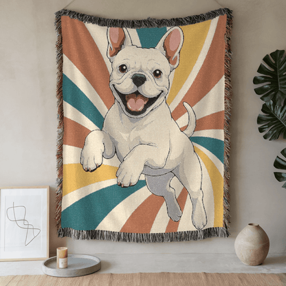 Printify Blanket 52'' × 37'' White French Bulldog Terrier Swirls Throw Blanket