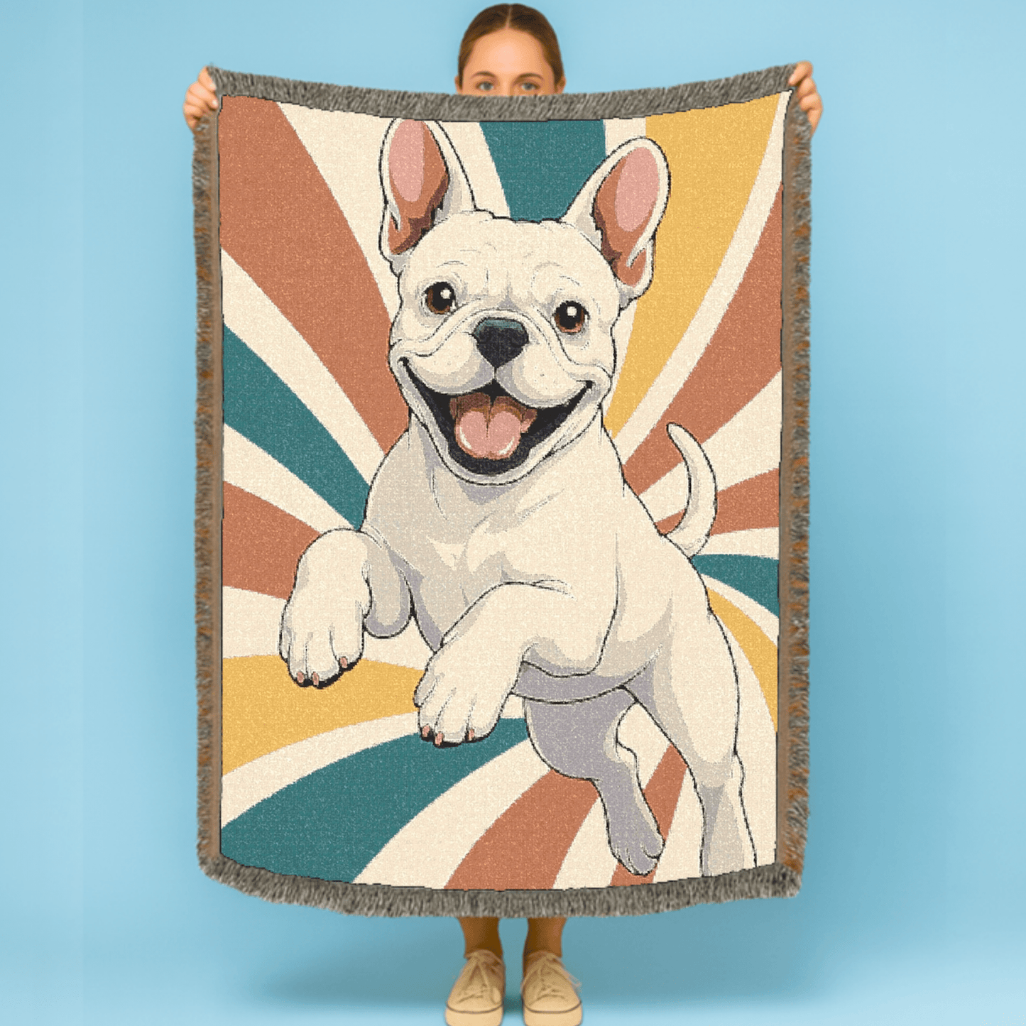 Printify Blanket White French Bulldog Terrier Swirls Throw Blanket